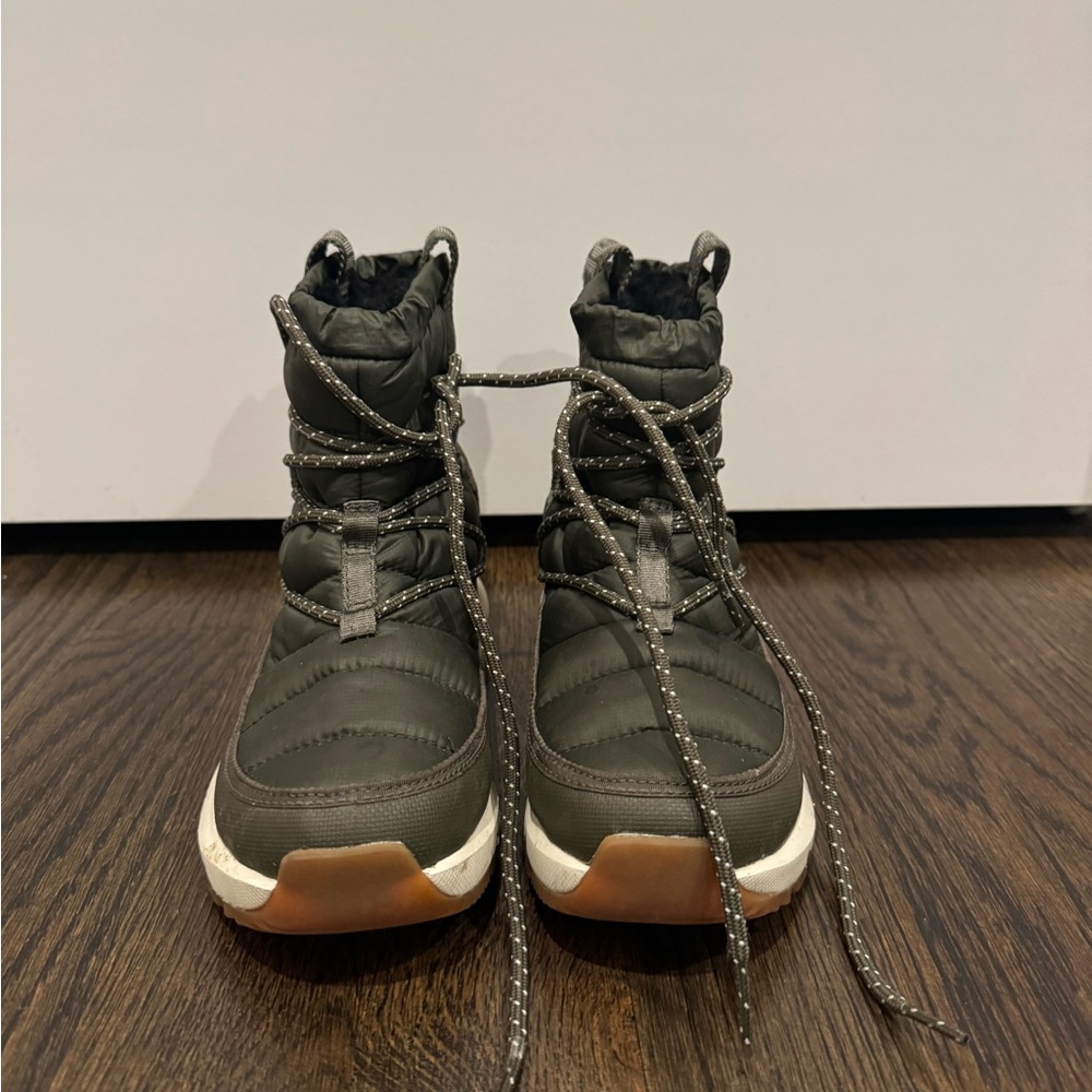 The North Face Green ThermoBall Lace Up Winter Boots